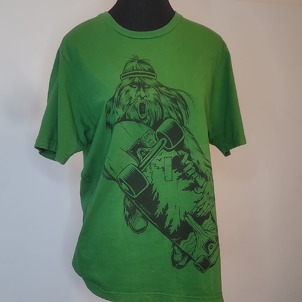 Vibrant Green Short Sleeve Tee with Dinosaur Graphic